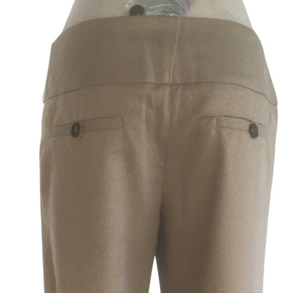 Cache Crop Gold Metallic Pant 3" Wide Waist Self Belt Stretch New $118 NWT - Picture 6 of 8